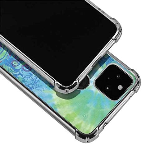 Skinit Clear Phone Case Compatible with Google Pixel 4a 5G - Officially Licensed Liquid Blue Tie Dye Peace Heart Design