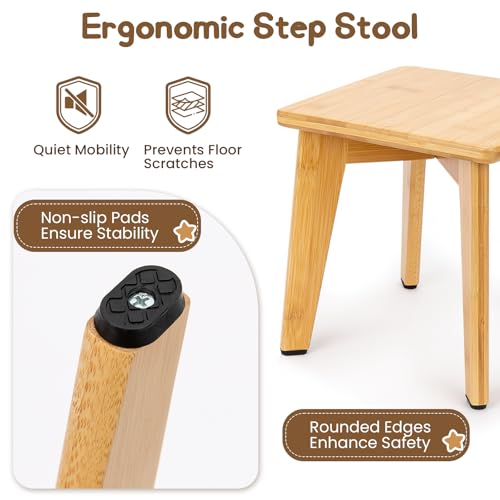 image for StrongTek Bamboo Step Stool for Kids and Adults, Sturdy and Versatile 