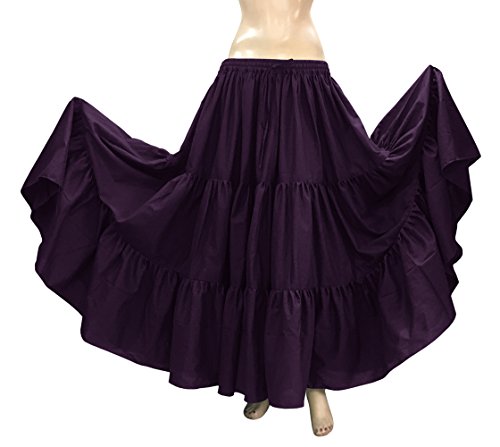 Indian Trendy 36" Long Women's Soft Cotton 25 Yard 3 Tiered Gypsy Belly Dance Skirt Swing Halloween2