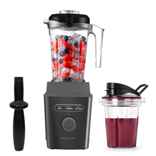 Magiccos High-Speed Countertop Blender – 1000W Motor 25000 RPM, 51oz Jar & 14oz Travel Cup, Variable Speed Control, For Shakes, Smoothies, Baby Food & Soup, Gray Color