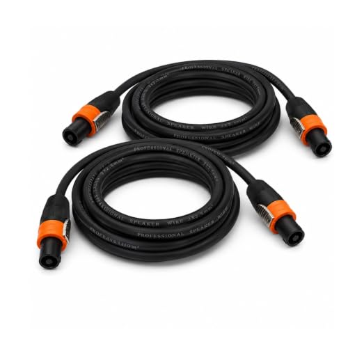 KOOKFJLLZ Speakon Cable 6ft 2 Pack — 12AWG OFC NL4FC Twist-Lock Speaker Wire for PA System, DJ...