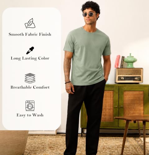 Image of Sleepynuts Men's Everyday Wear Crew Neck Regular Fit T-Shirt | Half Sleeve Solid Plain Casual T-Shirt for Men | Soft Breathable Fabric |