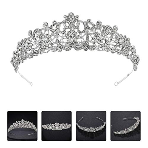Amosfun Nupcial Da Coroa Do Vintage Barroco Rodada Coroa de Strass Vestido De Noiva Headwear Hairban