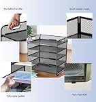 ECIC 5 Boîtes de papier Organisateur de la lettre de l'organisateur avec poignée-Mesh Desk Organisateur des fichiers, Trieuse de papier pour bureau, maison ou école, noir
