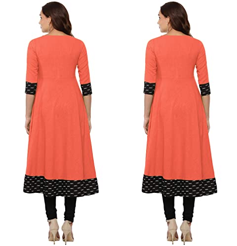 Image of NATEK Cotton Anarkali Printed Border Kurtis for Women Combo Pack of 2