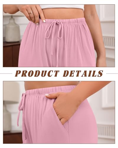 Locoowai Pacote com 3 calças de pijama femininas plus size, modal, perna larga, para ioga, com bolso
