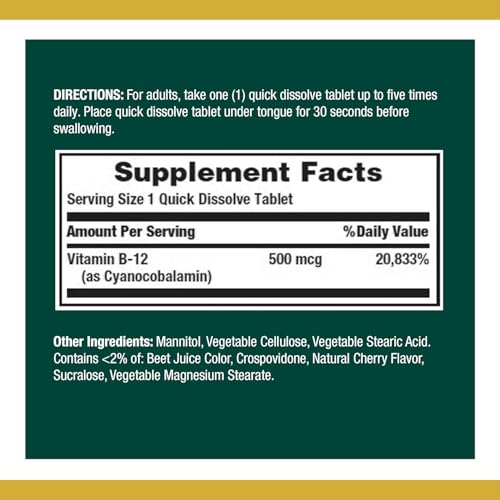 Nature’s Bounty Vitamin B-12 500 mcg, 100 Count (Pack of 2) - image 2