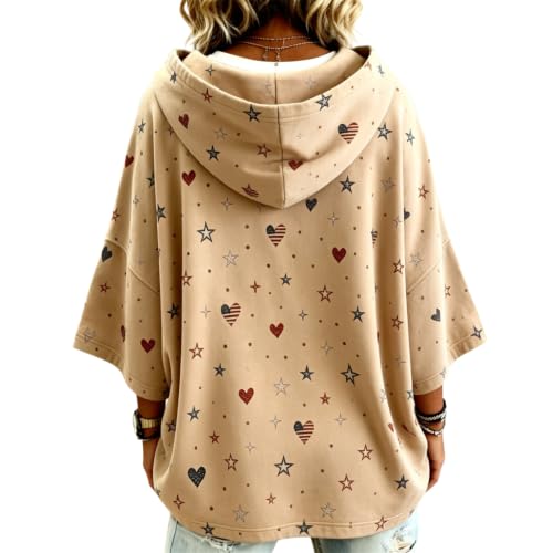 Womens Oversized Sweatshirt Half Sleeve Cute Batwing Sleeve Casual Tops - image 4