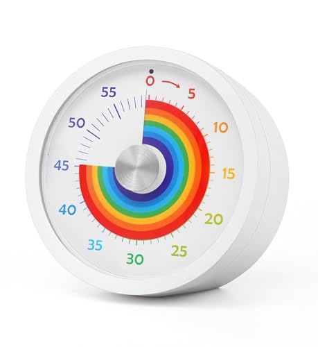 Keduzer Visual Timer, Kitchen Timer Rainbow Disk 60 Minute Countdown Timer for Kids and Adults, Silent Time Management Tool(Rainbow)
