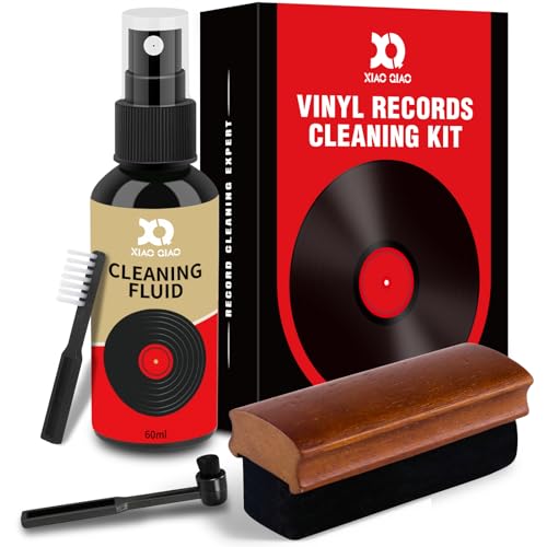 Vinyl Record Cleaner Kit - 6-in-1 Vinyl Records Cleaning Kit Includes Soft Velvet Record Brush, Cleaning Liquid, Stylus Brush, Cleaning Brush, Cleaning Cloth and Storage Bag