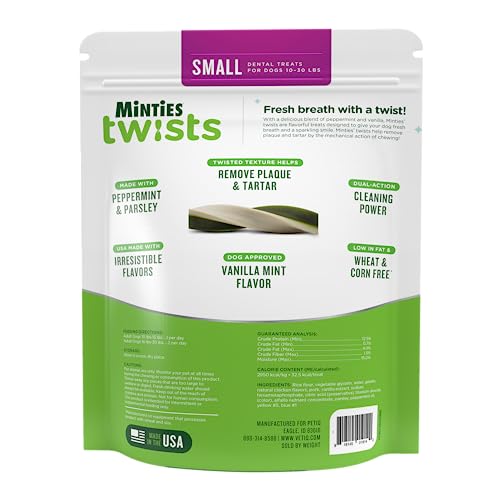 Image of Minties Twists VetIQ Dog Dental Bone Treats, Dental Chews for Tiny /Small Dogs (Under 40 lbs), 16 Count