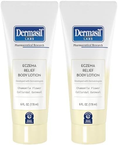 Dermasil Eczema Relief Body Lotion, 2-Pack – Non-Greasy, Fast-Absorbing, Fragrance-Free Formula with Colloidal Oatmeal and Chamomile, Cruelty-Free, 6 Oz Ea