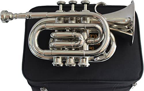 Trumpet Pocket Bb Nickel Plated With Bag 7C Mouth Piece #TOP25