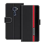UOGNADGD Lederhülle Kompatibel mit Asus Zenfone 3 ZE552KL Klappbares Portemonnaie-Hülle mit Magnetverschluss Ständer & Kartenfächern stoßfestem Schutz (Schwarz)