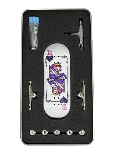 LEEFAI 34mm Pro Fingerboard Complete 34x96mm,Maples Wood Deck,UV Printing Graphic-Pro Trucks Regular kingpins & 5 Urethane Bearing Wheels-Op3ra V3-Hearts of King