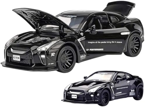 Magicwand 1:32 Scale Die-Cast Metal GT-R Car with Openable Doors and Pull Back Action,Music & Lights【Pack of 1】【Colors as Per Stock】