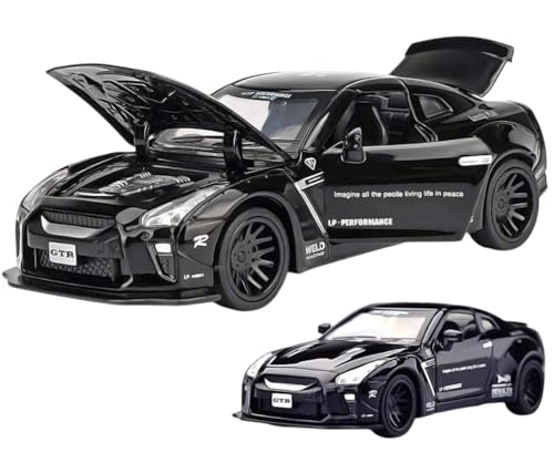 Magicwand 1:32 Scale Die-Cast Metal GT-R Car with Openable Doors and Pull Back Action,Music & Lights【Pack of 1】【Colors as Per Stock】