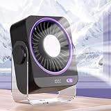 Ventilatore da tavolo compatto ricaricabile a 199 velocità, con display a LED silenzioso da 35 dB e durata della batteria di 18 ore, per ufficio, camera da letto, studio (bianco)