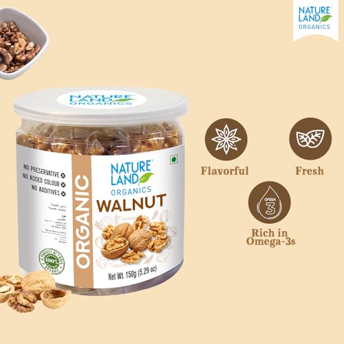Image of Natureland Organics Walnuts (Akhrot) 150 Gm - Without Shell (Pack of 3)
