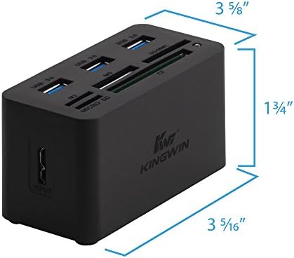 Kingwin USB HUB Adapter w/ Memory Card Reader Writer & USB 3.0 HUB Combo - Supports High Speed SD MS Micro M2 CF Card Reader For Macbook, Laptop, Desktop - Includes USB Cable 5 Gbps Speed, Black — view 7