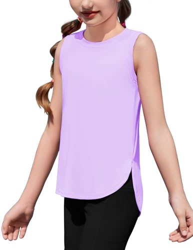 Image of Zaclotre Girls Athletic Tank Tops High-Low Hem Loose Fit Summer Top Kids Sleeveless Sport Shirts 5-14 Years