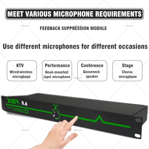 Eliminador Profesional de Retroalimentación y Silbidos para Micrófono, Dispositivo Anti-Retroalimentación con Desplazamiento de Frecuencia para KTV, Escenarios, Conferencias, Técnicos AV - Azul, 2 entradas y 2 salidas miniatura 4
