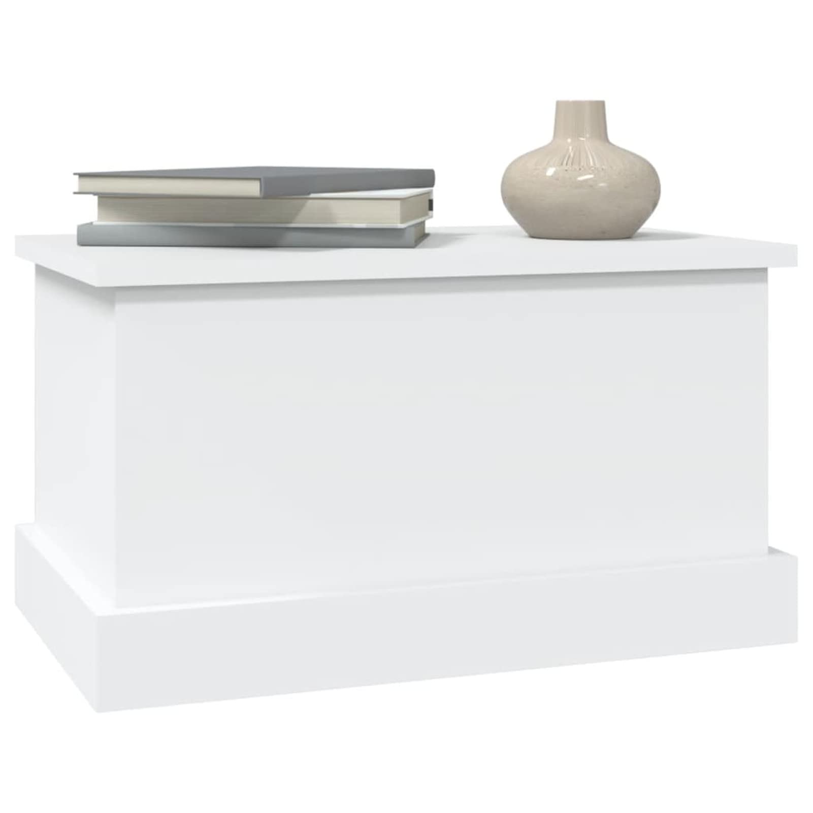 Contenitore Portaoggetti Bianco 50x30x28 cm Legno Multistrato,Baule da Giardino Impermeabile, Cassapanca Contenitore da Esterno