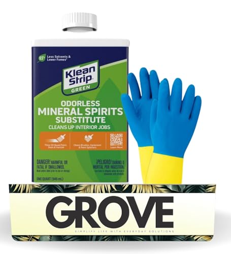 Klean Strip Green Odorless Mineral Spirits - Mineral Spirits for Wood & Cleaning - Odorless Paint Thinner for Oil Painting - Reliable for Pro's & DIY'ers - Cleans Tools & Equipment - 1 Qt