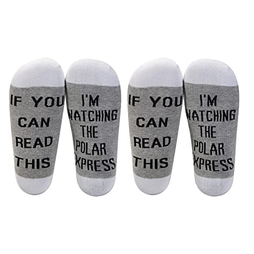 Levlo Polar Express Inspired Gift If You Can Read This I'M Watching Polar Express Cotton Socks Polar Express Fans Gift - - Medium