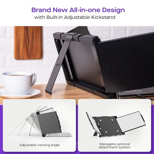 Trio Max Mobile Pixels 14.1‘’ Portable Monitor for Laptops, Full HD IPS Triple Monitor(Built-in Kickstand), USB A/Type-C Powered On-The-Go, Plug and Play Mac Windows Switch(Optional Magnets) by Trio - Image 3