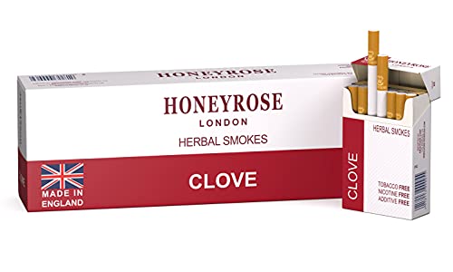 Honeyrose Herbal Cigarettes Carton "Clove" Flavor, 100% Tobacco & Nicotine Free, 100% Natural, Herbal Smokes, Quit Smoking, Made in England