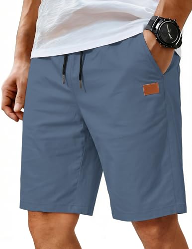 Image of COOFANDY Mens Casual Shorts Cotton Elastic Waist Drawstring Shorts Lightweight Summer Beach Shorts