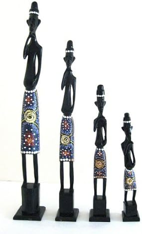 OMA Figuras de estatuas africanas Masai Family Stick Figuras de madera hechas a mano africana decoración del hogar regalo