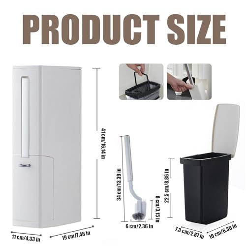 Cubo de basura estrecho rectangular ideal para organizar baños pequeños 5