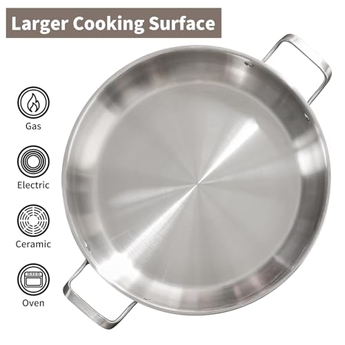 DELARLO 14 Inch Stainless Steel Paella Pan with Combo Lid by DELARLO - Used condition - Image 5