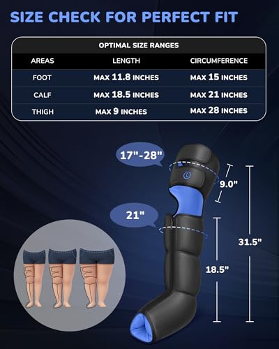 Leg Massager with Heat and Compression : Sequential Compression Boots with 6 Modes,9 Intensity and 3 Heat for Circulation and Pain Relief - Christmas Birthday Gifts for Mom, Dad, Athletes, Gym