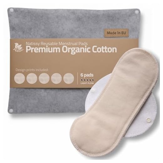 Serviettes hygiéniques lavables, lot de 6 en coton BIO (de tailles S et M), pads menstruelles FABRIQUÉES EN UE;culotte de regle lavable pour la période menstruelle; lingette periodique pour les femmes