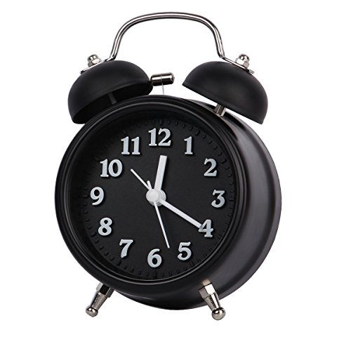 Alarm clock for bedrooms, [2018 Upgrade] 4.9’’ No Ticking Movement and Big Stereoscopic Digital Twin Bell Alarm Clock, Super Loud Alarm Clock for Heavy Sleepers