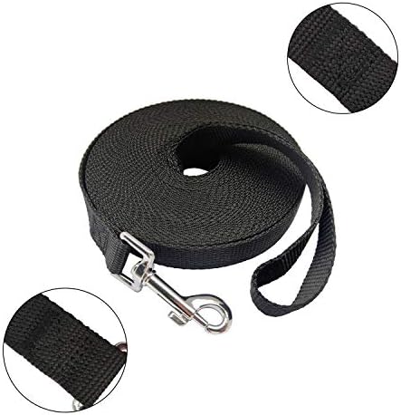Nylon Training Dog Leash for Small Medium Large Dogs, 15ft 20ft 30ft 50ft Long Leash Dog/Puppy Lead for Obedience Recall Training, Camping (30ft, Black) - 1