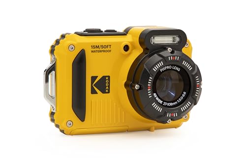KODAK PIXPRO WPZ2 Rugged Waterproof Shockproof Dustproof WiFi Digital Camera 16MP 4X Optical Zoom 1080P Full HD Video Vlogging Camera 2.7" LCD (Yellow)