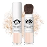 IONSGAKO Mineral Powder Sunscreen SPF 35 Setting Powder for Face Broad Spectrum Mineral Brush Powder Lightweight Breathable Oil Control Matte Finish for All Skin Tones(Translucent)
