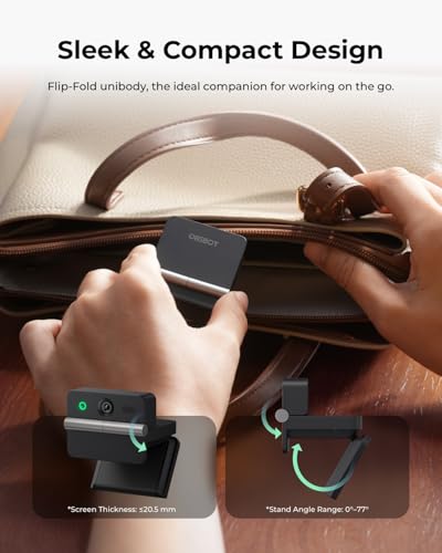Image of OBSBOT Meet Flip Foldable 4K Webcam for Laptop with 1 /2 inch Sensor, AI Framing | AI Notes, PDAF Autofocus, Dual Microphone, Gesture Control, HDR, Beauty Mode, Web Cam for Mac, PC, Zoom, Teams Meeting, etc.