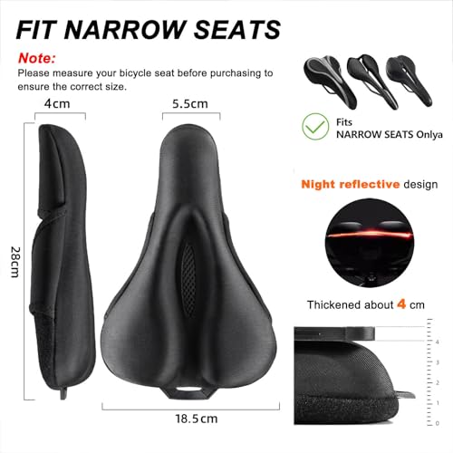 HHPIMA Bike Seat Cushion Cover for Specialized diverge E5 2022 2025, Soft Dual Layer Gel Memory Foam Bicycle Saddle, Ergonomic Ventilated Bike Seat Pad for Tailbone Relief,B