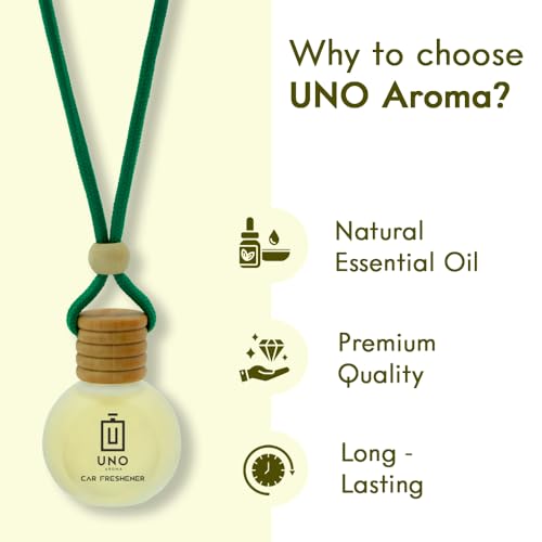 Image of UNO AROMAA Lemonade Car Air Freshener, 15ml, Long Lasting Hanging car perfume, Toxin-Free Oil in Glass Bottle with Wooden Diffuser, Car Accessories for fresh aroma, Last Upto-60 Days