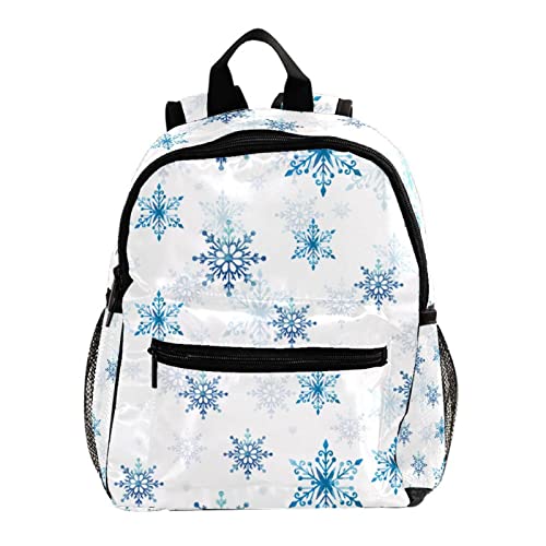 Sac à dos pour filles avec motif flocon de neige bleu et bretelles ajustables