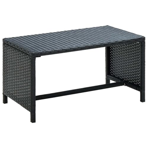 XHNIFBN Table Basse de Jardin en Résine Tressée Noire 70x40x38 cm Table Basse d'Extérieur Design Moderne pour Balcon Terrasse Arrière-Cour et Salon de Jardin