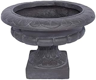 Great Deal Furniture Breenda Chalice Garden Urn Planter, Roman, Botanical, Antique Gray Lightweight