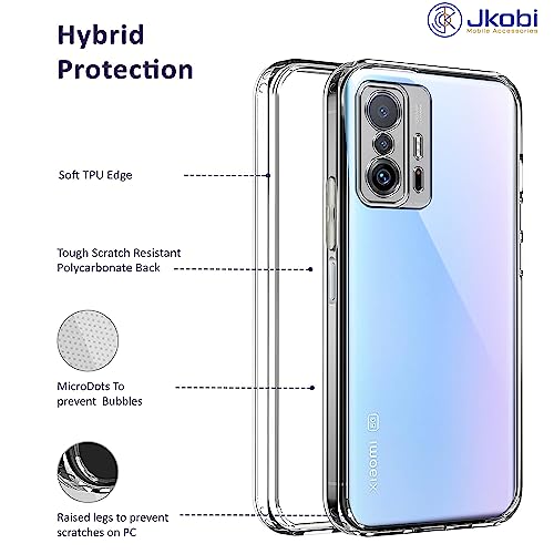 Image of Jkobi Back Cover for Xiaomi 11T | Xiaomi 11T Pro (Silicone Clear Shockproof Case with Camera Protection | Soft and Flexible | Transparent)