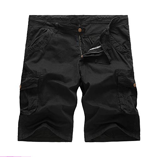 AOYOG Mens Cargo Shorts Loose Fit Big and Tall Cargo Short Cotton 38, Black