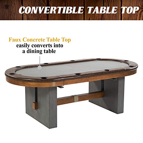 Barrington Billiards 10 Player Urban Collection Poker Table with Dining Top, Grey/Brown, 87 Inches - Thumbnail 5